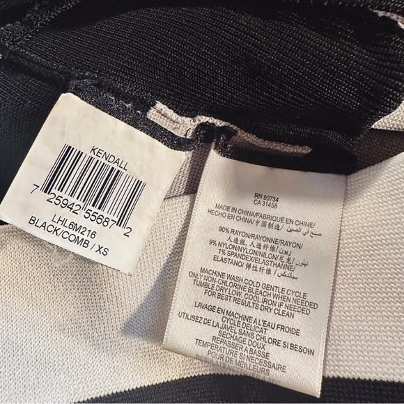 BCBG Max Azria Black & White Striped ‘Kendall’ Bandage Mini Dress Size XS - Picture 3 of 14